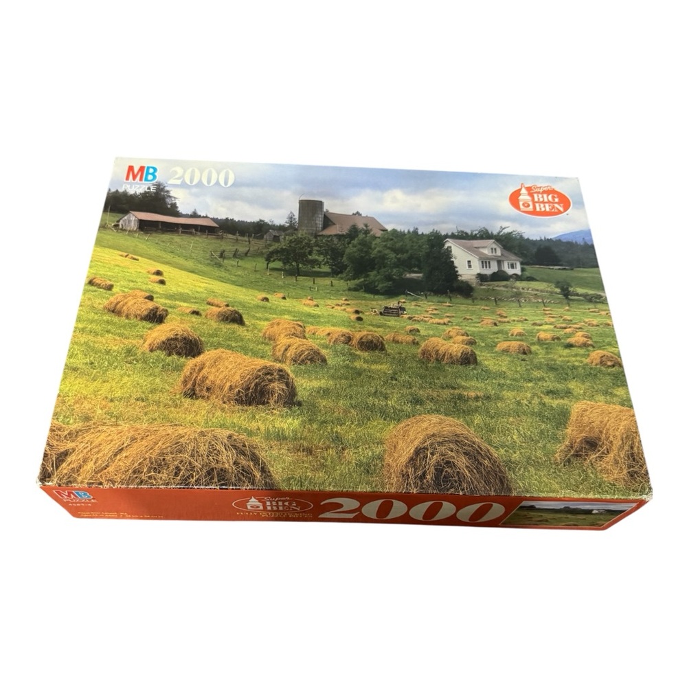 Vintage Milton Bradley Super Big Ben 2000 Pc Puzzle Farm Near Leland WA Sealed